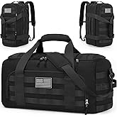 ZOMFELT Tactical Gym Bags for Men, 22x14x9 Carry On Luggage Duffle Bag for Travel, 3-in-1 Sports Basketball Soccer Bag with Removable Dividers & Shoe Compartment, Weekender Overnight Travel bag, Black