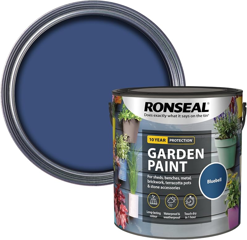 Ronseal Garden Paint Bluebell 2.5 Litre RSLGPBLUB25L Waterproof Colours