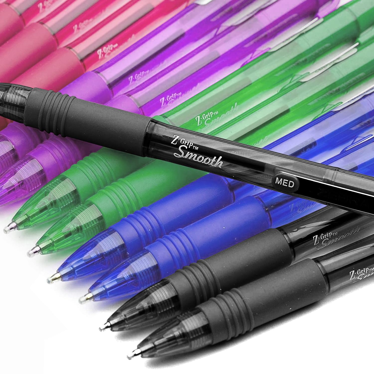 Zebra Z-Grip Smooth - Retractable Ballpoint Pen - Economy Pack of 20 (Multicolor)
