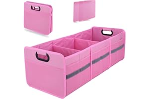 Homeve Large Collapsible Trunk Organizer with Multi Pockets, 3 Compartments Storage Organizer for Car, SUV, Minivan