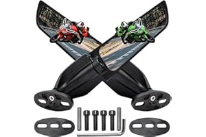 PUNMEYCOOL Racing Motorcycle Rear View Mirrors, Large Size Wide Angle 360°Rotating Stealth Mirrors Fit for Kawasaki Ninja 300 400 650 ZX6R Honda CBR300R CBR500R CBR600RR CBR1000RR Suzuki GSXR 600 750 Yamaha R15