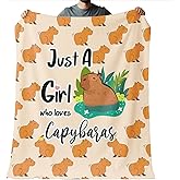 NaZaUK Cute Capybara Throw Blanket for Kids, Capybara Girl Gifts, Cozy Soft Kids Blanket, Just A Girl Who Loves capybaras Throw Blankets Bedding Decor for Couch Bed Chair 60"x50"
