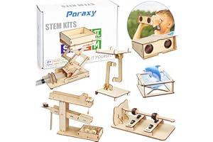 Poraxy 6 in 1 STEM Kits for Kids Age 8-10, Science Building Educational Experiment Projects 8-12, 3D Wooden Puzzles Crafts, Toys for Age 8-13, Gifts for Boys and Girls 6 7 8 9 10 11 12 13 Years Old