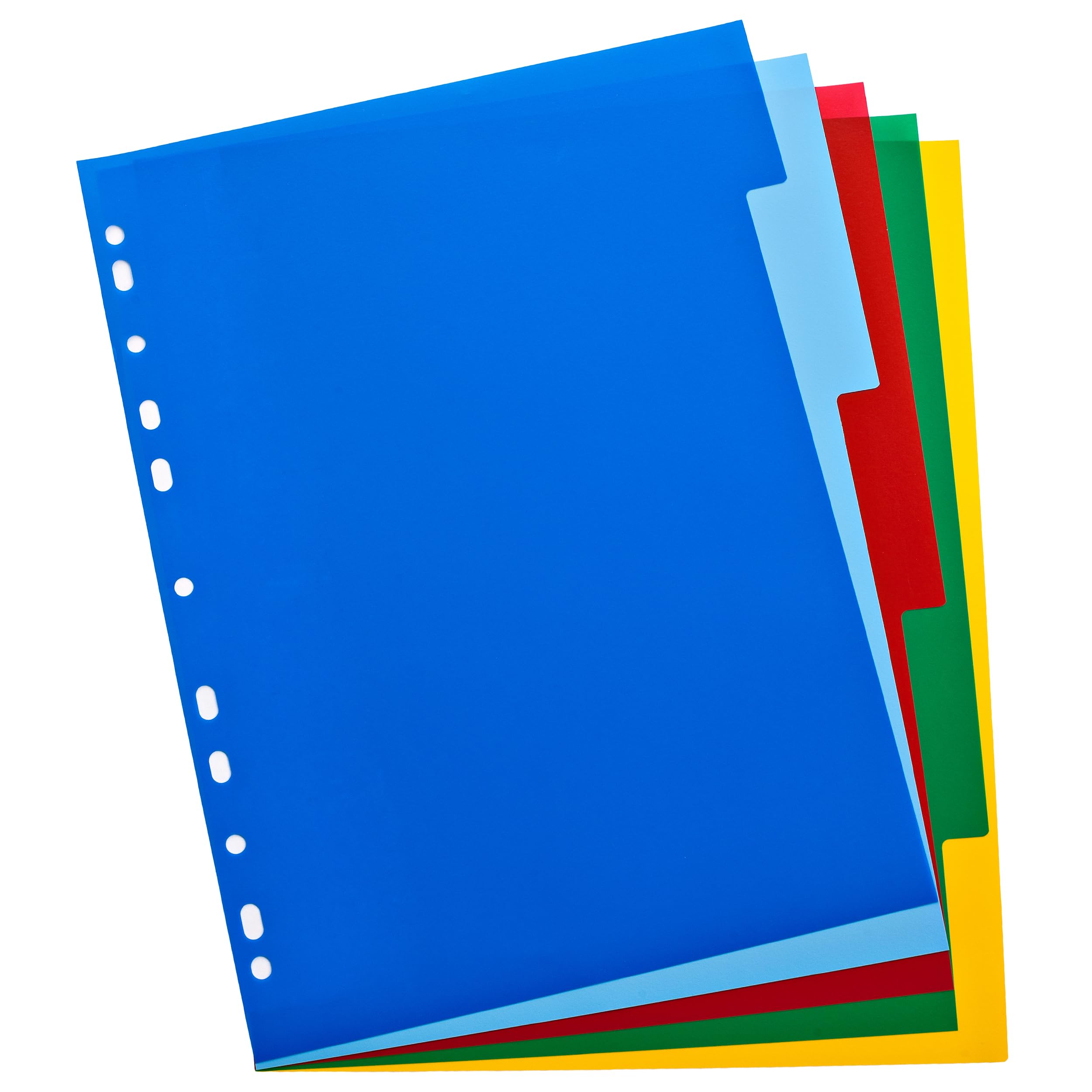 Oxford A4 Plastic 5-Part Dividers - Lightweight, Multi-Colored Tabs for Organized Filing, Tear-Resistant & Wipe-Clean, Multi-Punched for Binders
