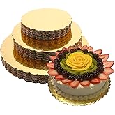 30pcs Cake Boards Golden Round Sturdy Cake Circles Scallop Edge Cakeboard Disposable Cake Base Cardboard for Baking Cake Wedding Birthday Cake Decorating (Gold 8inch/10inch/12inch, 30pcs)