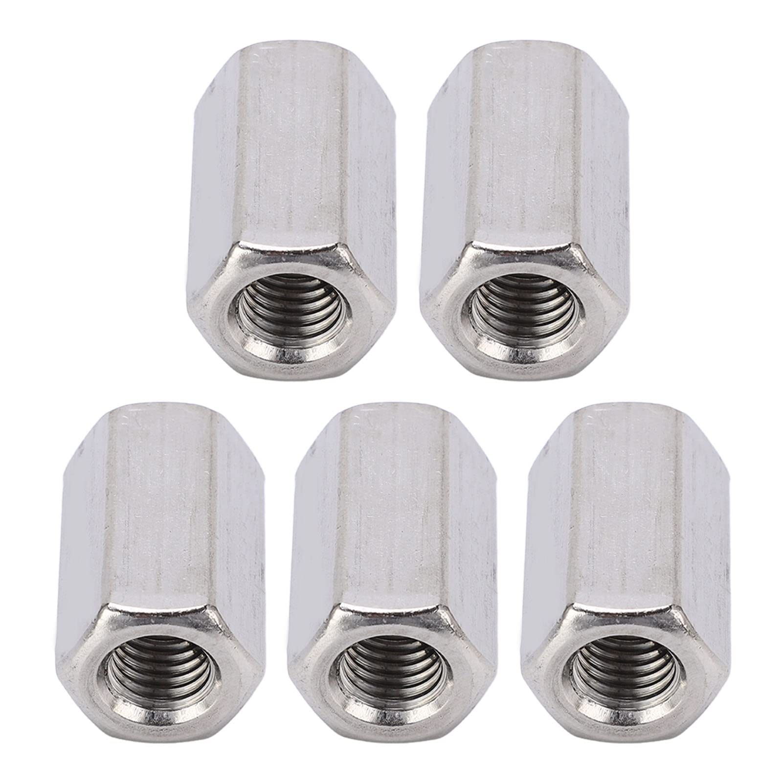 Pack Of 5 M10 X 1.5-Pitch 30mm Length Metric Hex Coupling Nut 304 Stainless Steel Fully Threaded