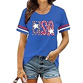 4th of July Shirts USA Shirt: American Flag Shirt Women Oversized - Patriotic Tshirt - USA Stars Stripes Tee Tops