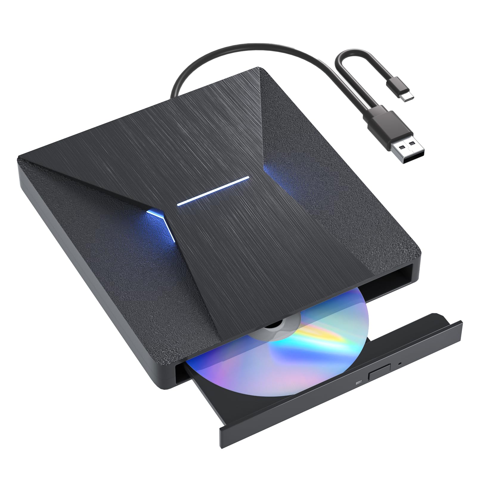 Photo 1 of MthsTec External Bluray CD DVD Burner, USB 3.0 and Type-C Bluray CD DVD Reader and Writter 3D Slim Optical CD Drive Compatible with Windows XP/7/8/10, Laptop, Desktop, MacOS for MacBook