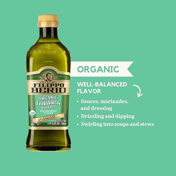FILIPPO BERIO ORGANIC, COLD PRESSED EXTRA VIRGIN OLIVE OIL, 25.3 OUNCE RPET BOTTLE, CONTAINS POLYPHENOLS