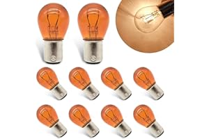 Zikefest 10PCS 1157 Bulb, Tail High and Low Brake Light Bulb, P21/5W S25 2057 2357 7528 BAY15D Light Bulb, Turn Signal Light Bulb Replacement, Universal Halogen Brake Tail Light Parking Light (Amber)