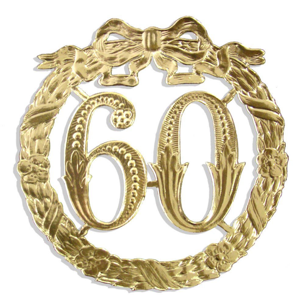 Kunze Dresden Party Anniversary Jubilee Number 60, 5-1/8-Inch, Gold