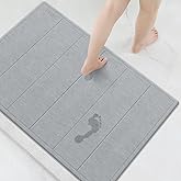Yolife 32"x 20" Stone Bath Mat Large, Diatomaceous Earth Bath Mat for Bathroom, Super Absorbent Quick Drying Stone Shower Mat, Non-Slip Natural Diatomite Bathroom Floor Mat, Easy to Clean (Light Grey)