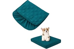 BOCTOPUG Dog Bed Covers Replacement Washable - Waterproof Dog Bed Covers Quilted, Water Absorbable Pet Puppy Bed Cover for Dog Cat, Cover Only 36Lx27Wx6H Inches Peacock Green