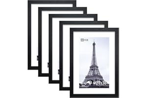 VCK 24 x 36 Inch Black Poster Frame Wood with Plexiglass Hanging Hardware Large Picture Frame for Poster Artwork Certificate Included 5 Pack