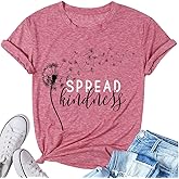 Women's Summer Spread Kindness T Shirts for Women Dandelion Graphic Loose Tees Crew Neck Short Sleeve Casual Printed Cute Top