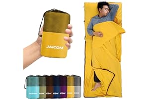 JAICOM Sleeping Bag Liner, Sleep Sack Travel Sheets, Two-Way-Zipper Expose Feet Separately, Lightweight for Single, Backpacking,Hotels & Hostels, Camping, Travel, Business