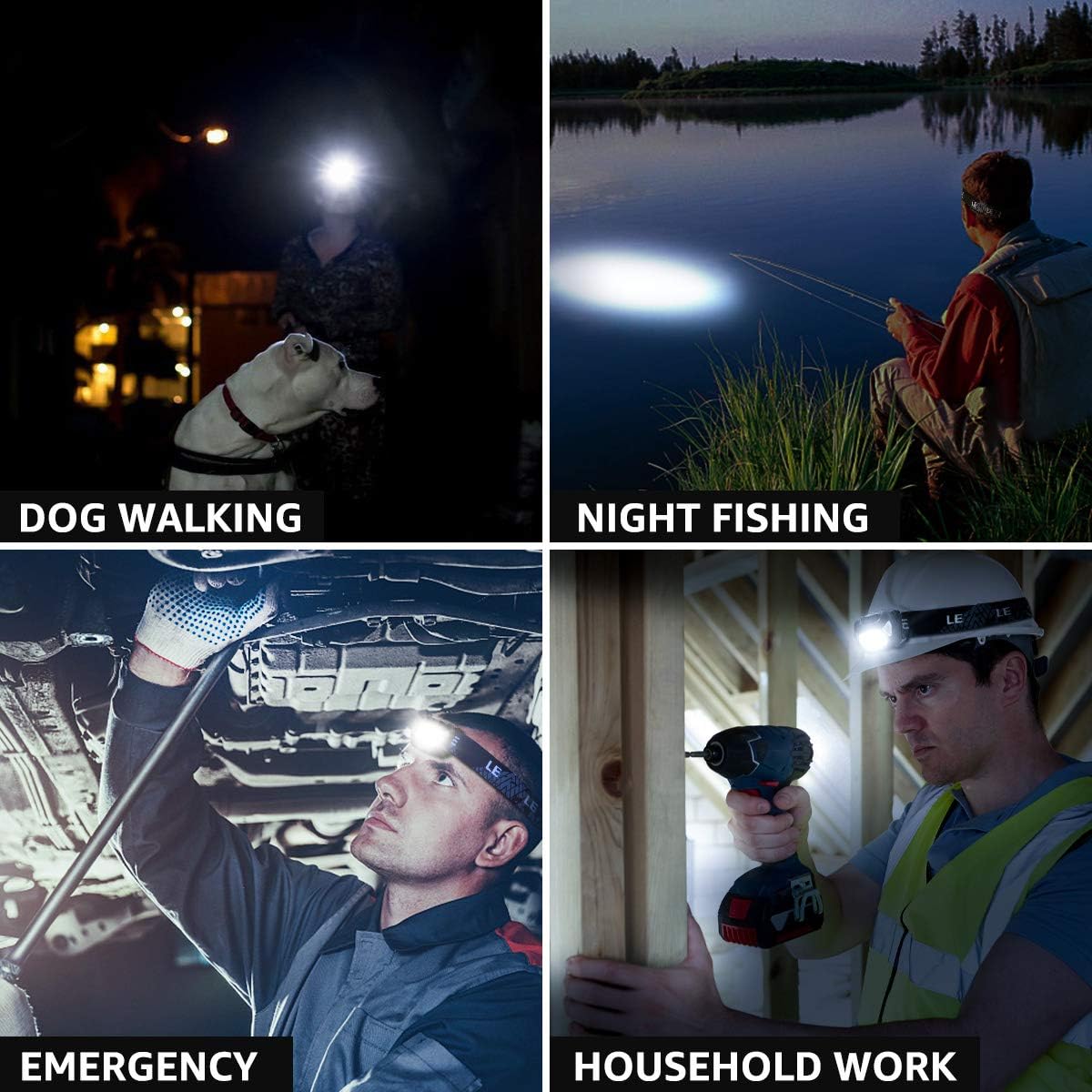 LED Headlamp Flashlights, Super Bright Head Lamps with Red Lights and 6 Modes, Compact and Lightweight, Perfect for Adults and Kids, Pack of 2, Batteries not included: Home Improvement