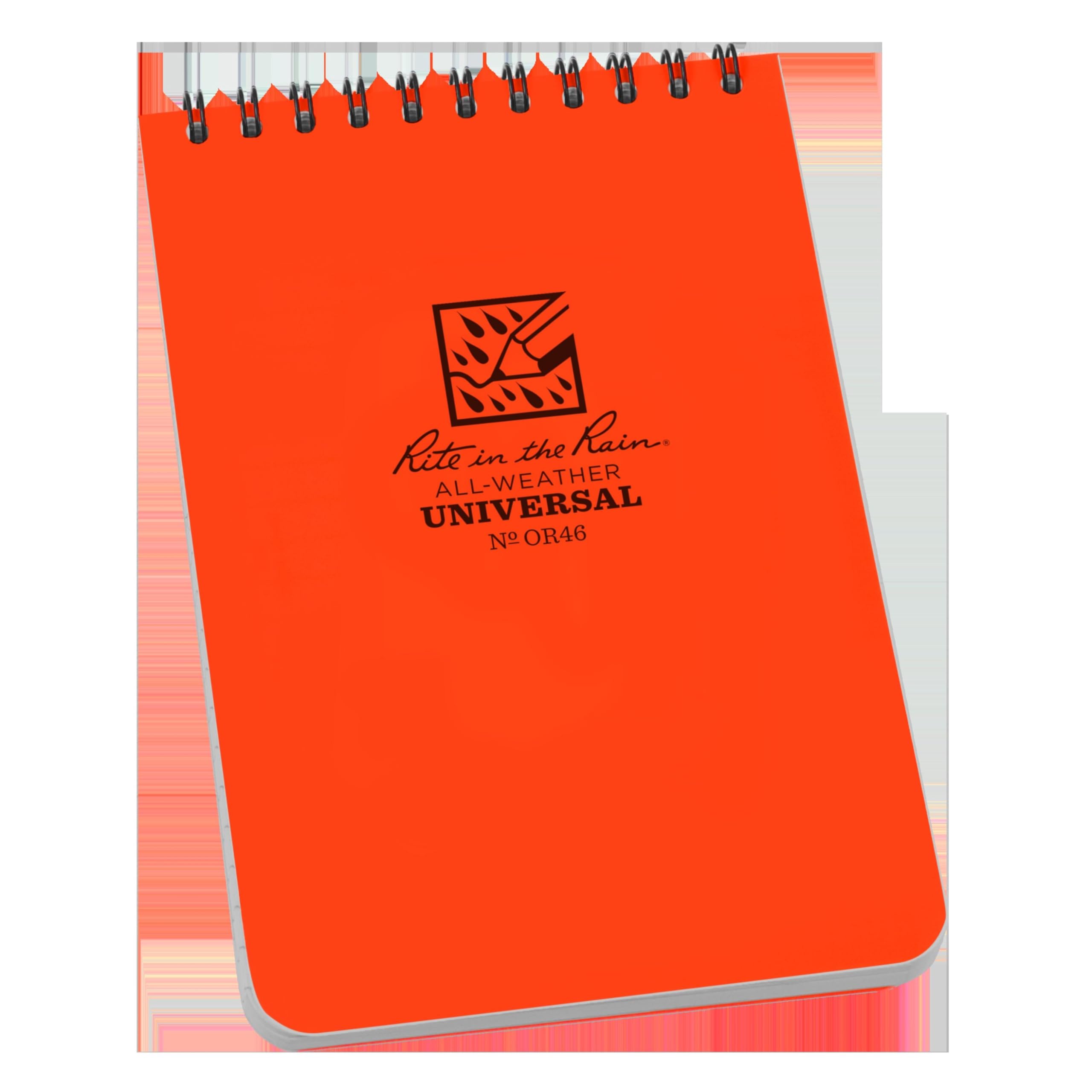 "Rite in the Rain Weatherproof Top Spiral Notebook, 4" x 6", Orange Cover, Universal Pattern (No.OR46)", 1 Pack