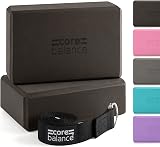 Core Balance Yoga Blocks Set of 2 High Density EVA Foam with Adjustable Strap