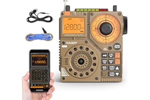 Raddy RF320 APP Control Shortwave Radio, AIR/FM/AM/VHF/SW/WB Receiver, Portable Radio Rechargeable w/ 9.85 Ft Wire Antenna (Yellow)