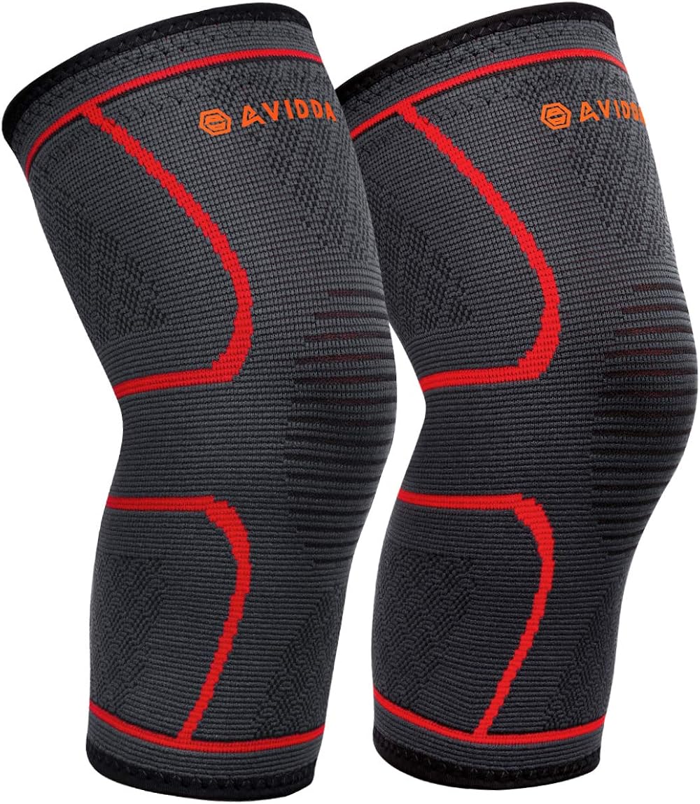 AVIDDA Knee Support Brace 2 Pack - Compression Knee Sleeves for Pain