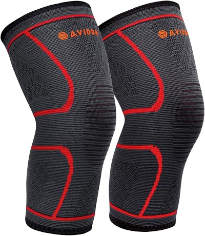 AVIDDA Knee Support Brace 2 Pack - Compression Knee Sleeves for Pain