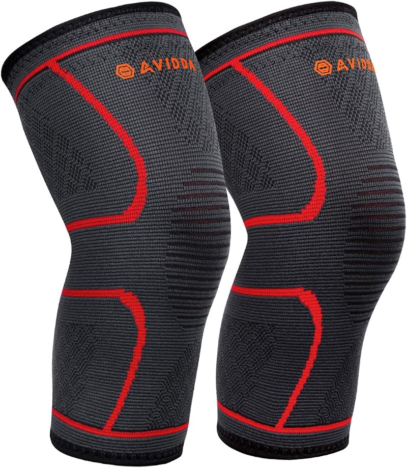 AVIDDA Knee Support Brace 2 Pack - Compression Knee Sleeves for Pain