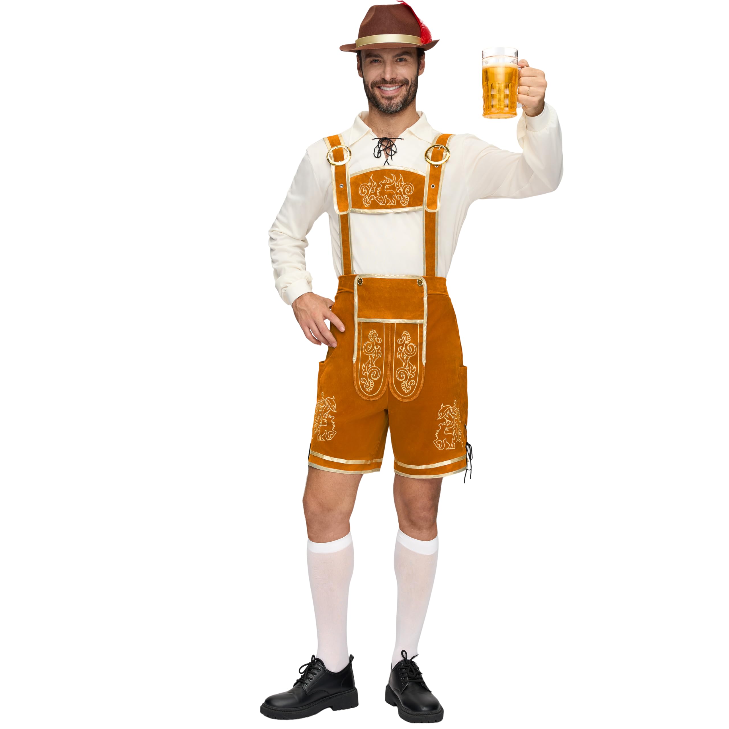 Spooktacular Creations Men’s German Bavarian Oktoberfest Costume Set, Beer Costume Hat for Adults Halloween and Beer Festival