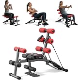 seanleecore Ab Machine with Squat machine, Multi-Functional Adjustable Ab Trainer, Ab Workout Bench for Home Gym, Sit Up Machine for Abdominal &amp; Glutes, Exercise Chair for Full Body Workout