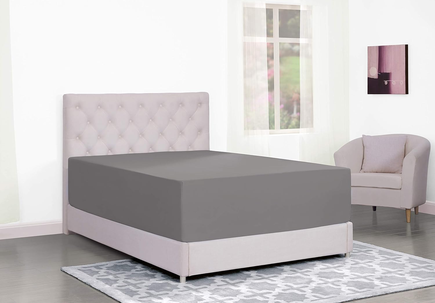 Deep Pocket Queen Fitted Sheet – 17” - 21” Inch + Extra Deep Pocket Fitted Sheet Only - 1 Fitted Bed Sheet with Deep Pockets for Pillow Top Mattress Soft Queen Size Fitted Sheets Grey: Kitchen & Dining