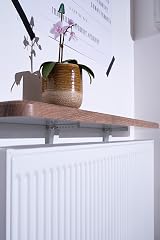 Czyz Kinga Radiator Shelf Brackets 2x White Adjustable Height Steel 15-50mm view 2