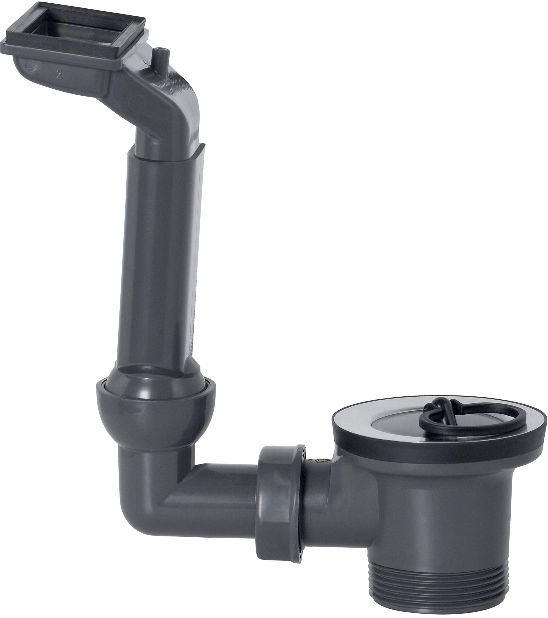 Cornat Recyclate Drain and Overflow Fitting for Built-in Sinks with Draining Board 1 1/2 Inch External Thread Made from Recycled Plastics Made in Germany Quality Sink Drain T353504R Grey