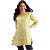 Ada Hand Embroidered Indian Chikankari Cotton Blend Tunic Short Kurti Top for Women A911280