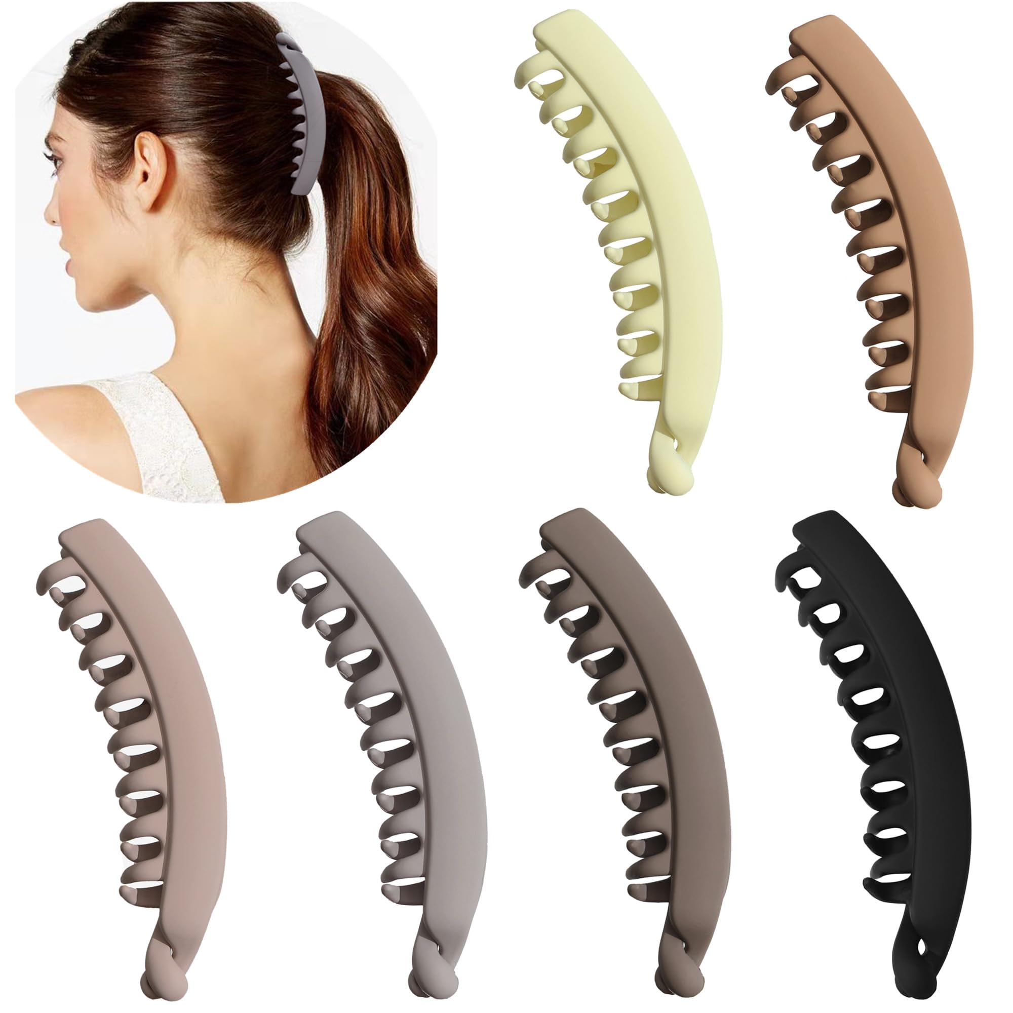 6 Pieces Large Banana Hair Clips for Women Ponytail Holder Banana Clips for Thick Hair — image 1