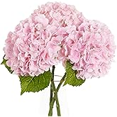 BonBloom's 3 Pcs Pink Hydrangea Artificial Flowers,21" Latex Hydrangeas with Stems,Fake Real Touch Flowers for Wedding Table Centerpieces Floral Arrangement Home Decor