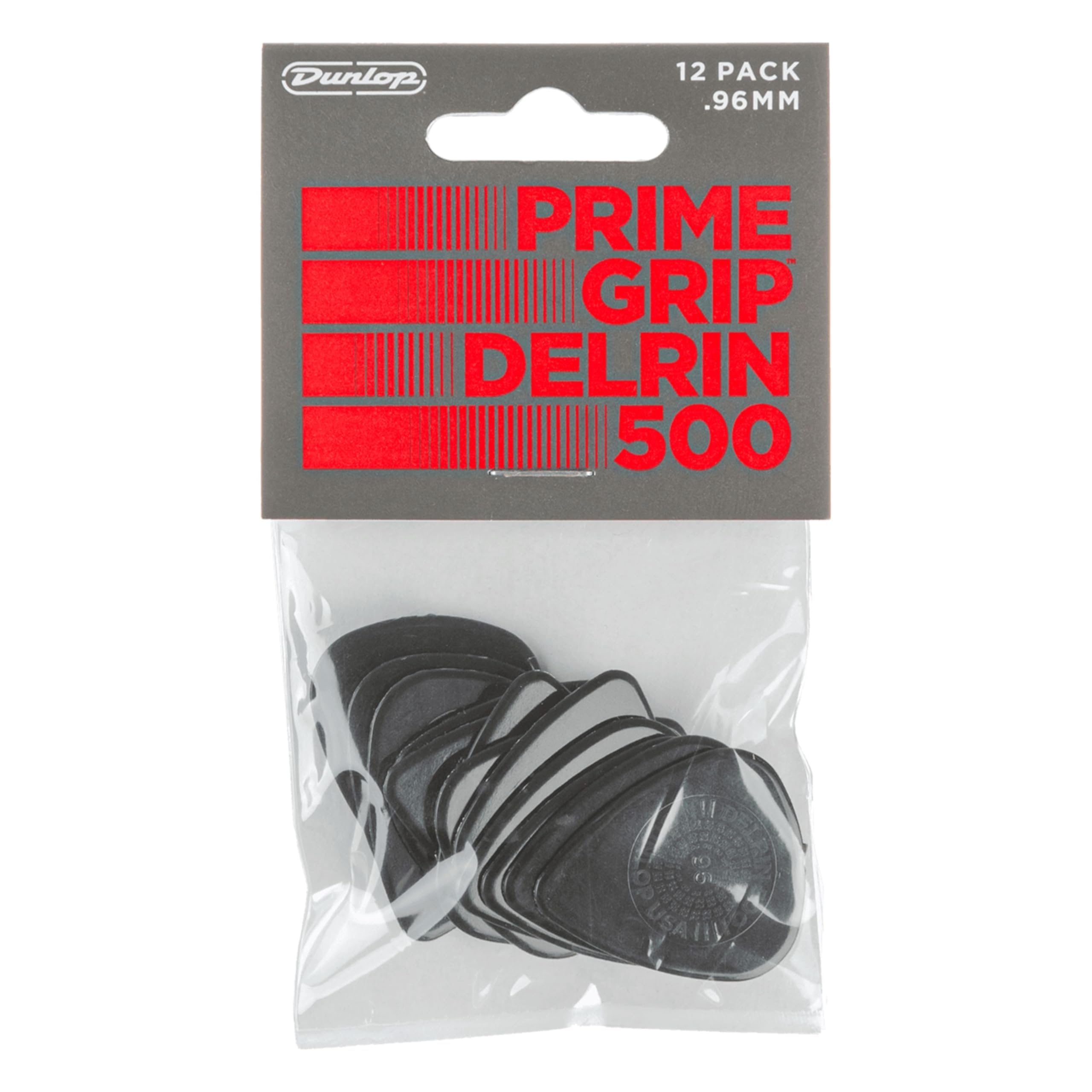 Jim Dunlop 450P0.96 Prime Grip Delrin 500 Picks, Set of 12 Pieces