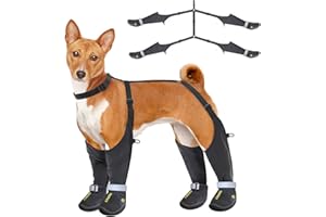 Idepet Dog Suspender Boots, Anti-Slip & Fall Waterproof Tall Shoes Legging for Small Medium Dog, Adjustable Suspender Boots for Winter Snow Rain Hiking Paws Protector 5