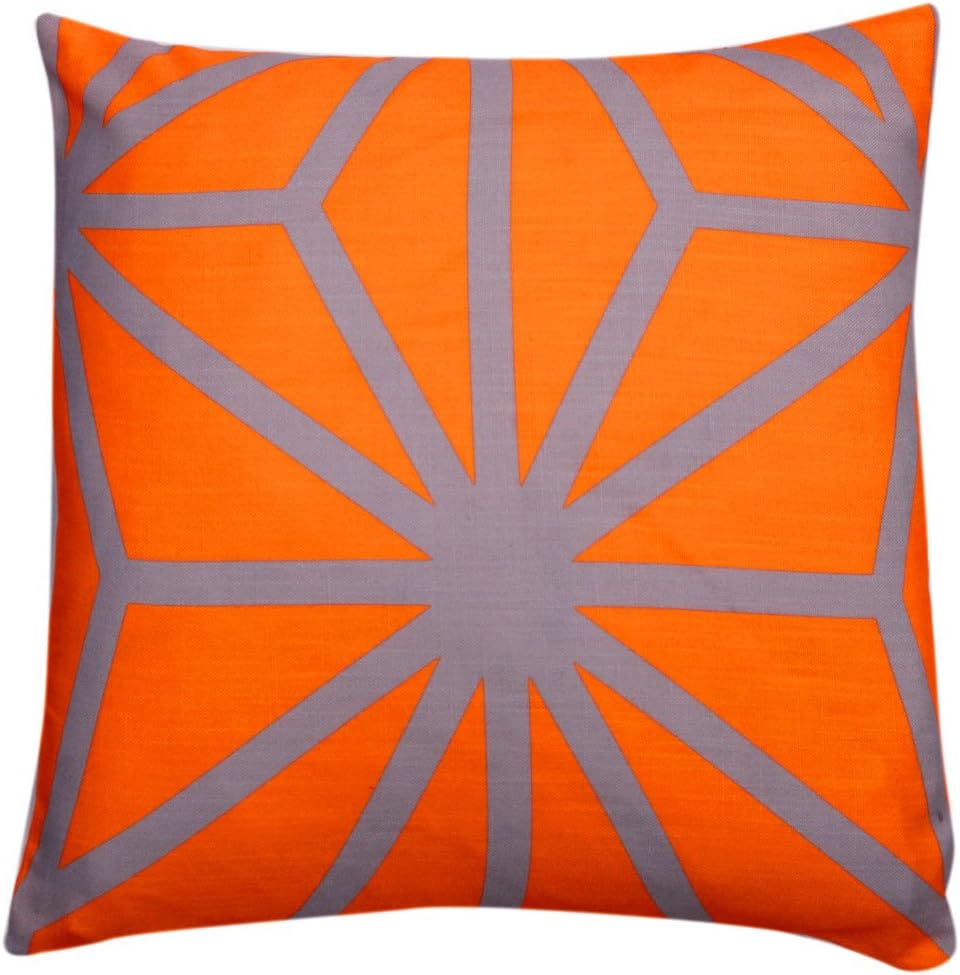 Red Rainbow Orange & Grey Geometric Design 18 inch Cushion Cover Starburst