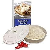 StarBlue 8 Inch Ceramic Tortilla Warmer with FREE Recipes ebook - White, Insulated One Hour and Holds up to 24 Tortillas, Chapati, Roti, Microwavable, Oven Safe