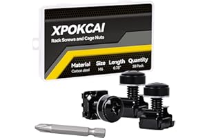 Xpokcai 30-Pack M6 x 20mm Rack Mount Screws and Cage Nuts for Server Racks、Routers&Audio Equipment Cabinets Wall Server Network Enclosure Mount Screws