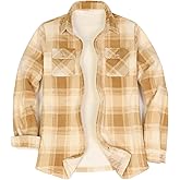 ThCreasa Womens Sherpa Fleece Lined Flannel Shirt Jacket Warm Button Up Plaid Shirt Jac (Sherpa Fleece Throughout)