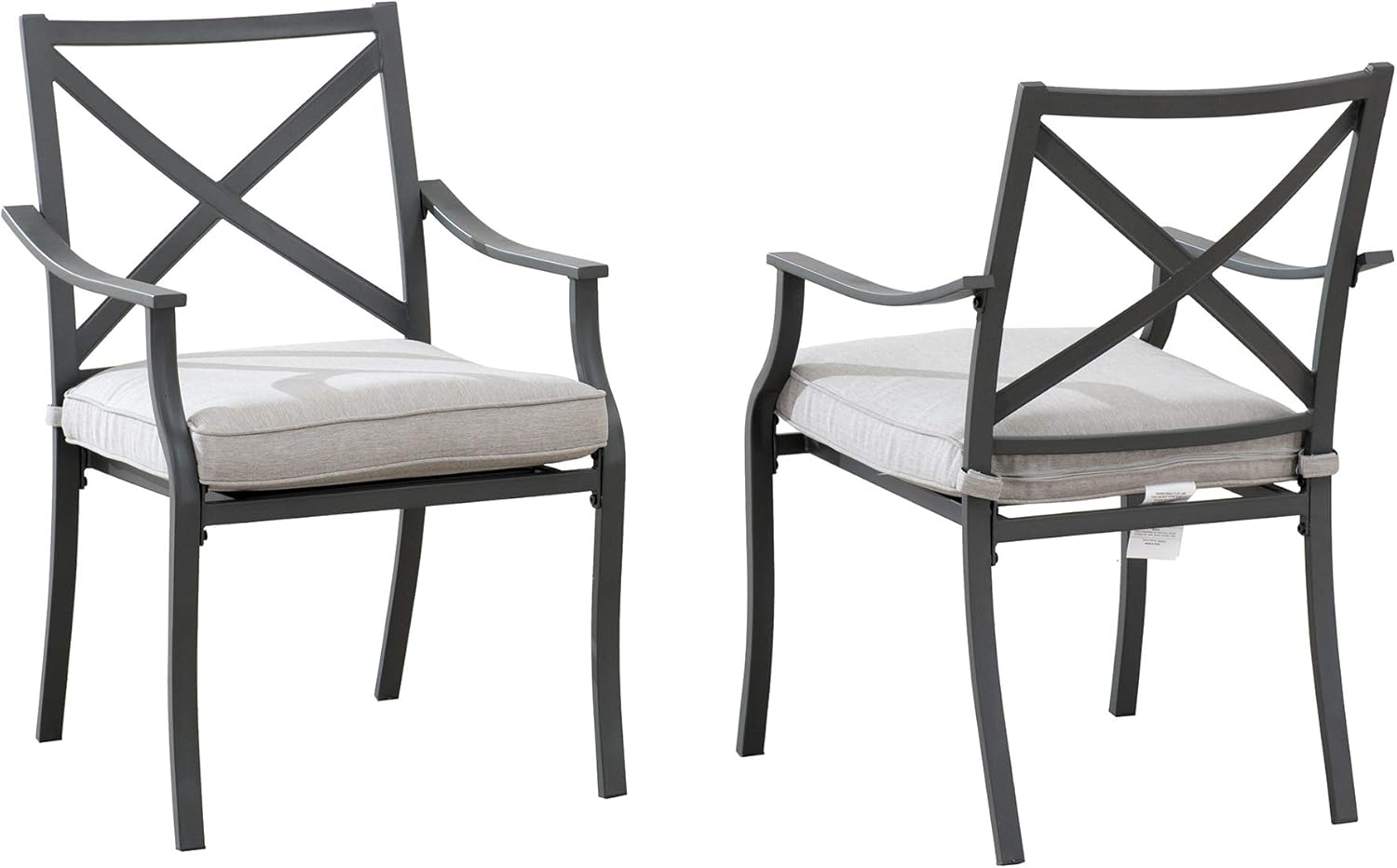  Brand - Ravenna Home Archer Steel-Framed Outdoor Patio Dining Chairs, Set of 2, 35"H, Gray : Garden & Outdoor