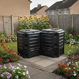 Deuba 800L Garden Compost Bin Outdoor Storage Box Black view 8