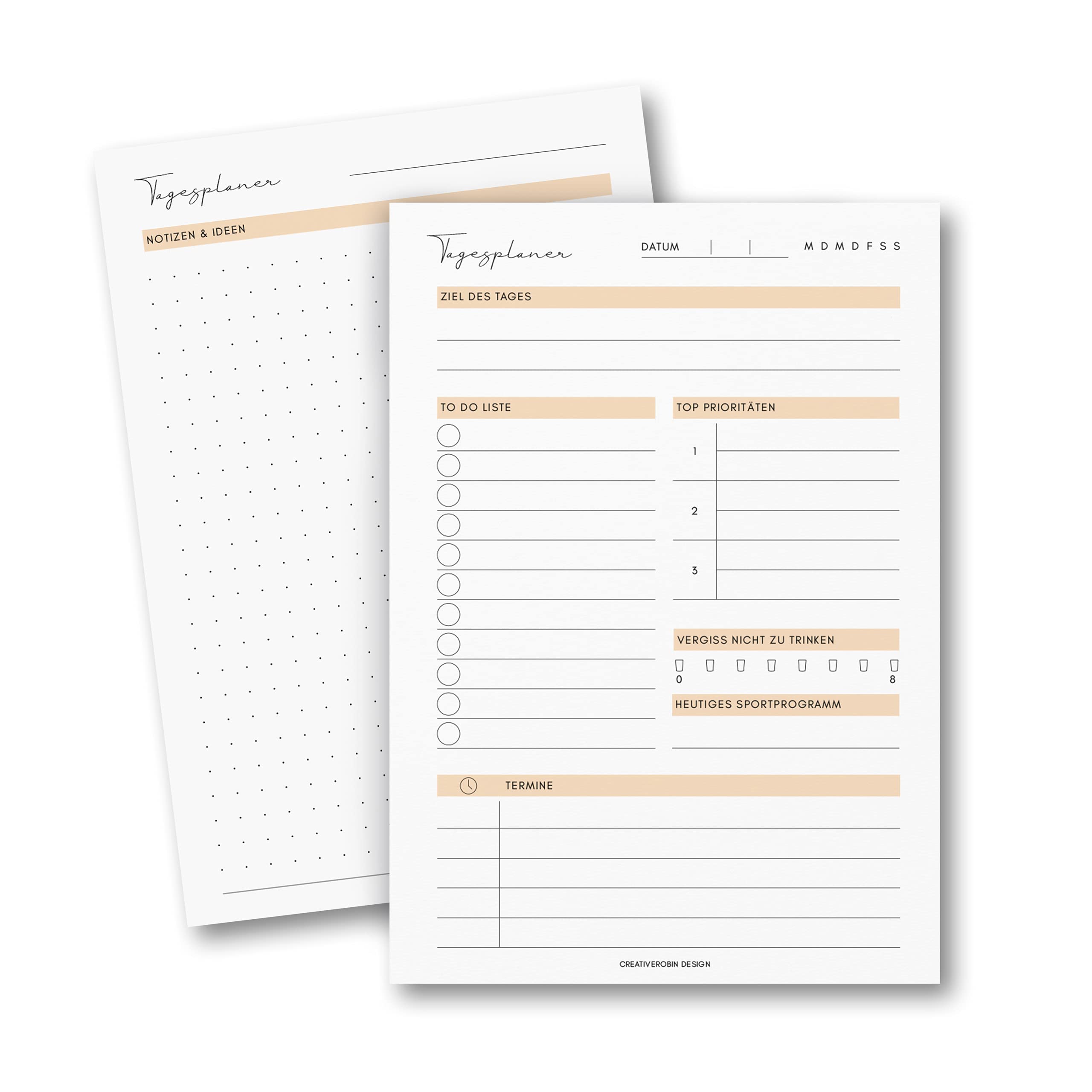 CreativeRobin To Do List & Daily Planner Pad A5 | Both Sides & Climate Neutral Printed | 50 Sheets Orange |