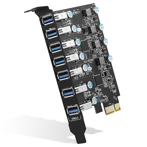 Sinefine PCI-E to USB 3.0 7-Port(7X USB-A) Expansion Card,PCI Express ...