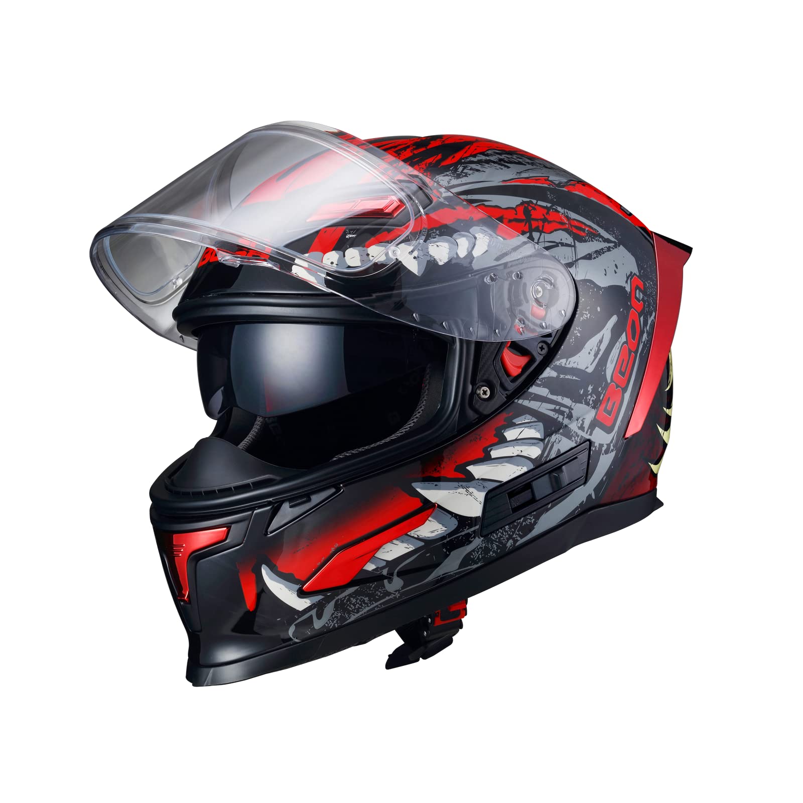 Motorcycle Full Face Helmet – DOT/ECE Approved, ABS Shell, Multiple Vents, Removable Liner, Graffiti Black