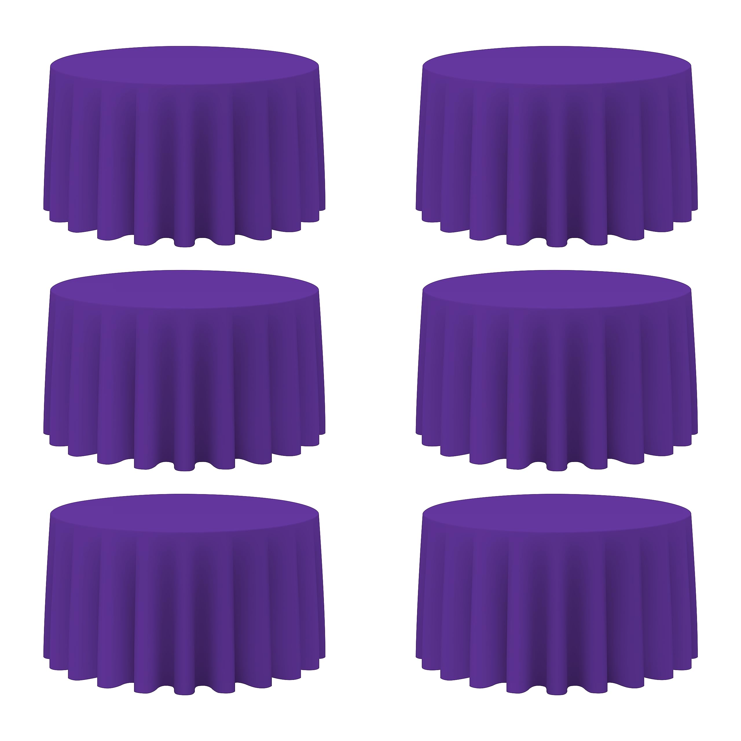 Photo 1 of BRILLMAX 6 Pack Purple Round Tablecloths 120 Inch - Circle Bulk Linen Polyester Fabric Washable Table Cloth Cover for Wedding Reception Banquet Birthday Party Buffet Restaurant