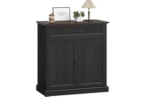 HOMCOM 32" Sideboard Buffet Cabinet, Farmhouse Coffee Bar Cabinet with Thick Top, Quiet Drawer and Adjustable Shelf for Kitch
