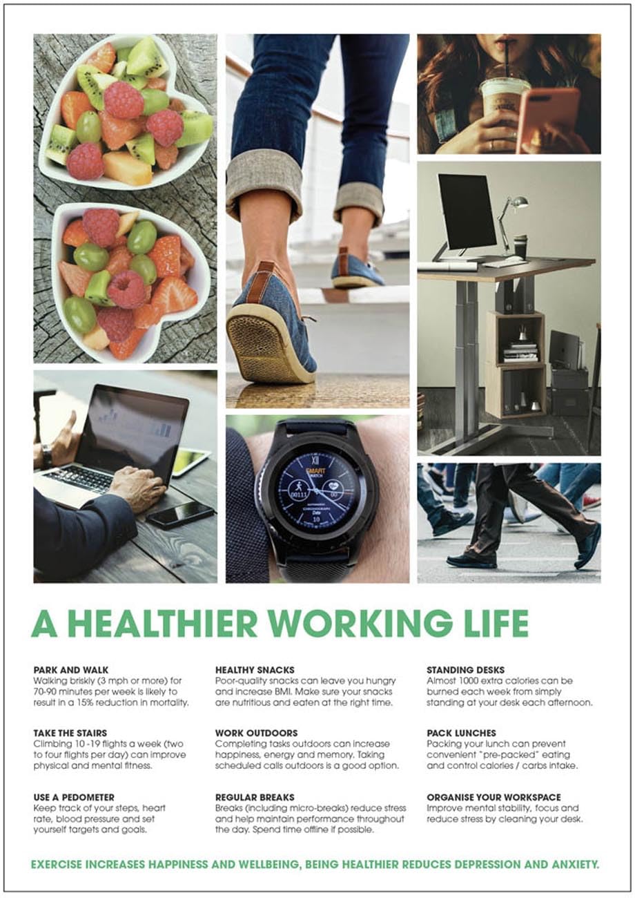 Health & Wellbeing Poster- A healthier working life - 420x594mm synthetic paper