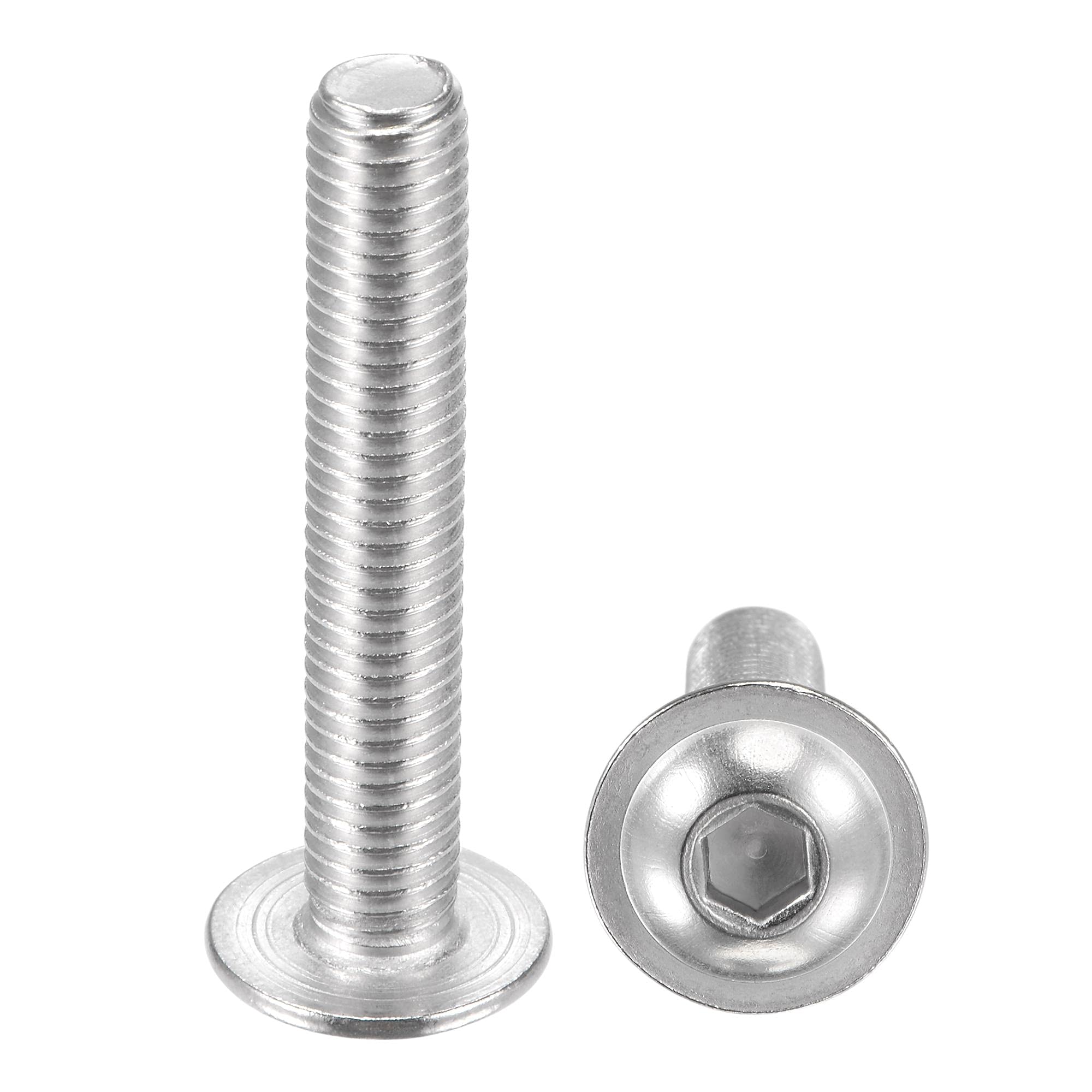 sourcing map Flanged Button Head Socket Cap Screws, M8x50mm Hex Socket Drive Screw, 304 Stainless Steel Fasteners Bolts, Fully Threaded Machine Screw 10Pcs